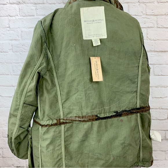 NEW! Denim & Supply Polo Ralph Lauren Camo Field Jacket Distressed Hooded Size L - Picture 6 of 15
